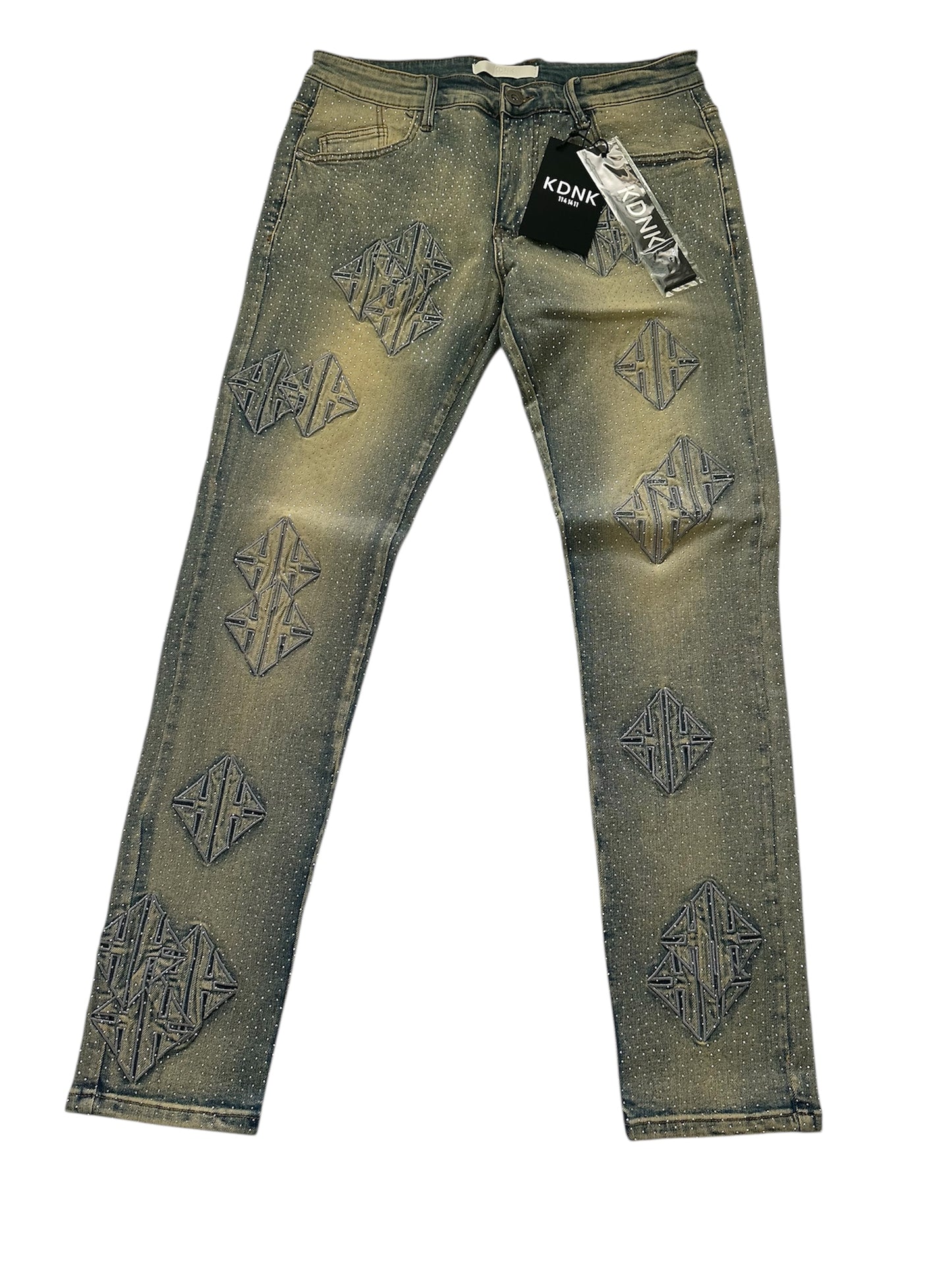KDNK SIGIL RHINESTONE SKINNY JEANS
