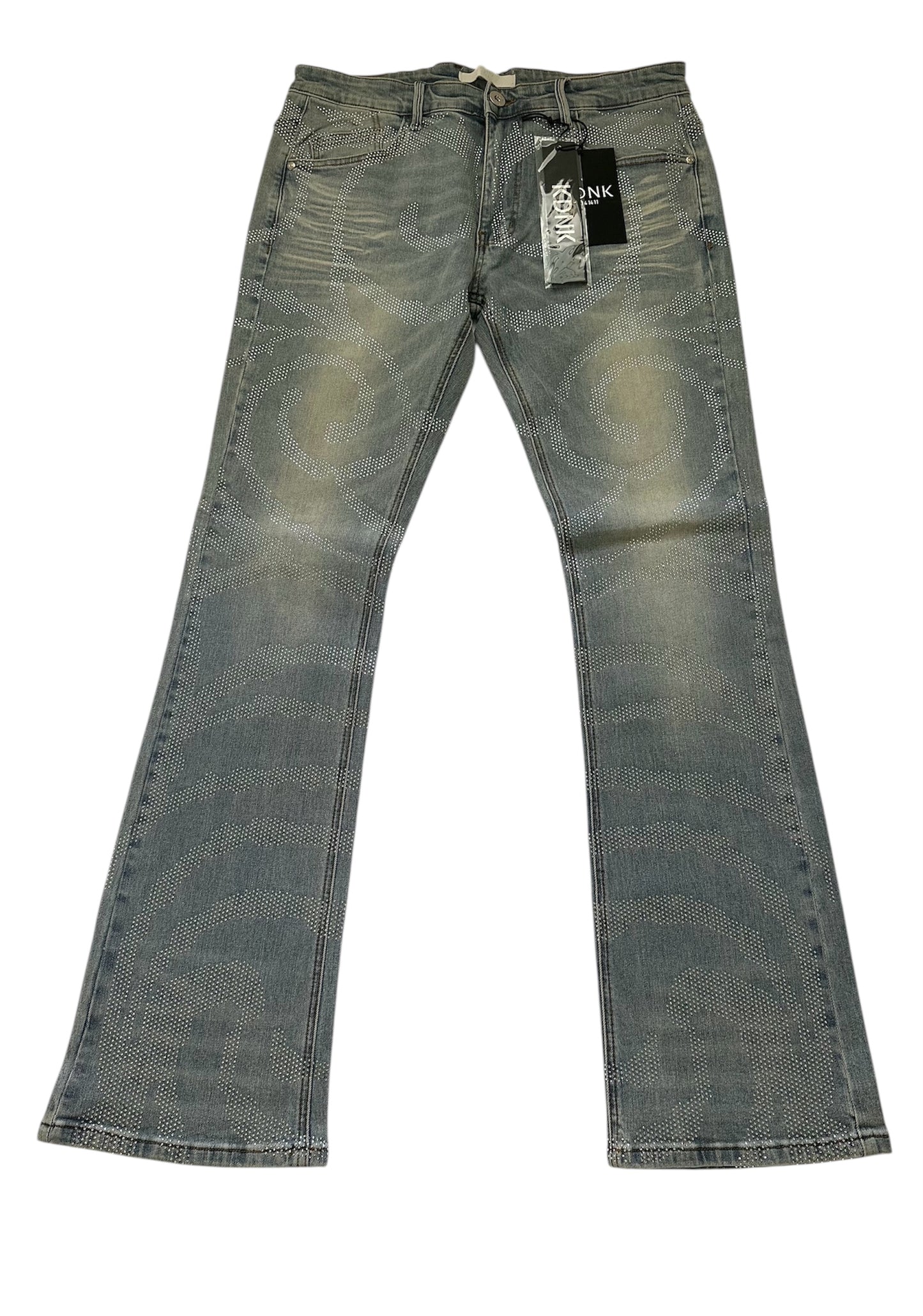KDNK DIAMOND RHINESTONE SKINNY FLARE JEANS