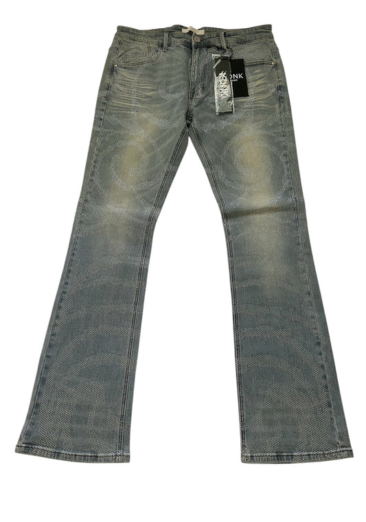 KDNK DIAMOND RHINESTONE SKINNY FLARE JEANS