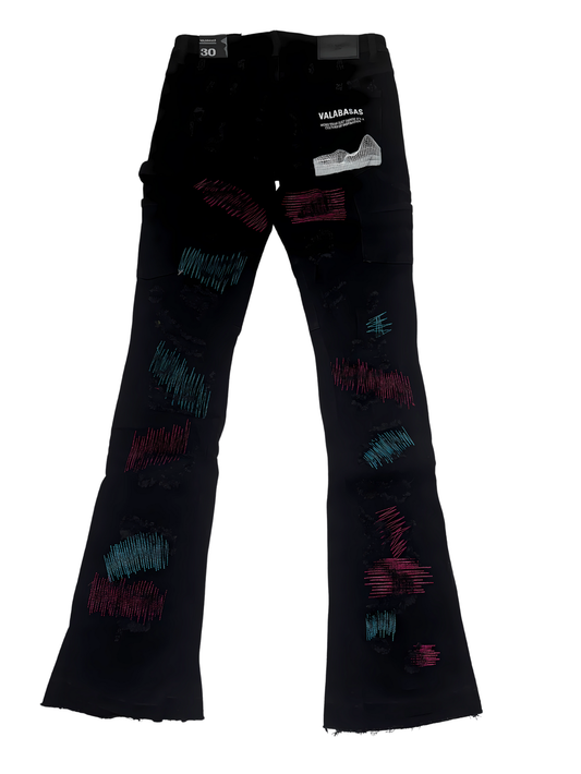 VALABASAS STACKED FLARE JEANS