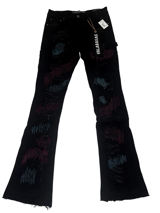 VALABASAS STACKED FLARE JEANS
